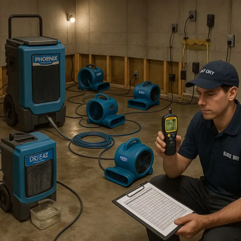 Structural Drying and Dehumidification process in Clairton, PA